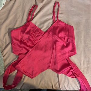 Hot pink, tie back Cami top Cropped